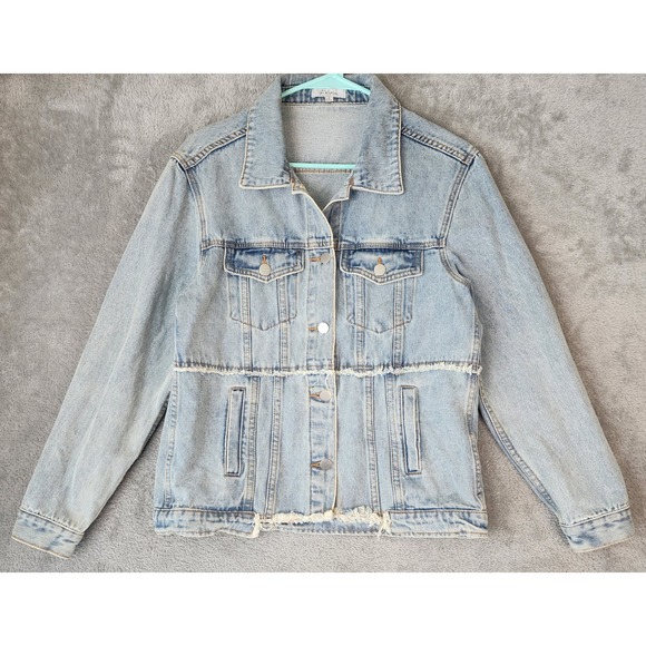 Polagram Jackets & Blazers - Polagram Jean Jacket Womens Small Light Wash Frayed Hem Denim Trucker Preppy